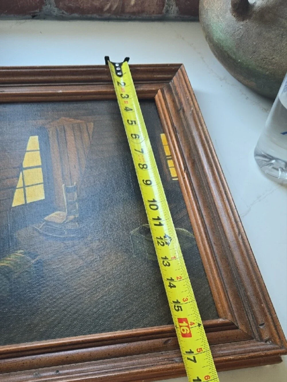 Source Unknown Brown Wood Framed Wall Art with Yellow Accents